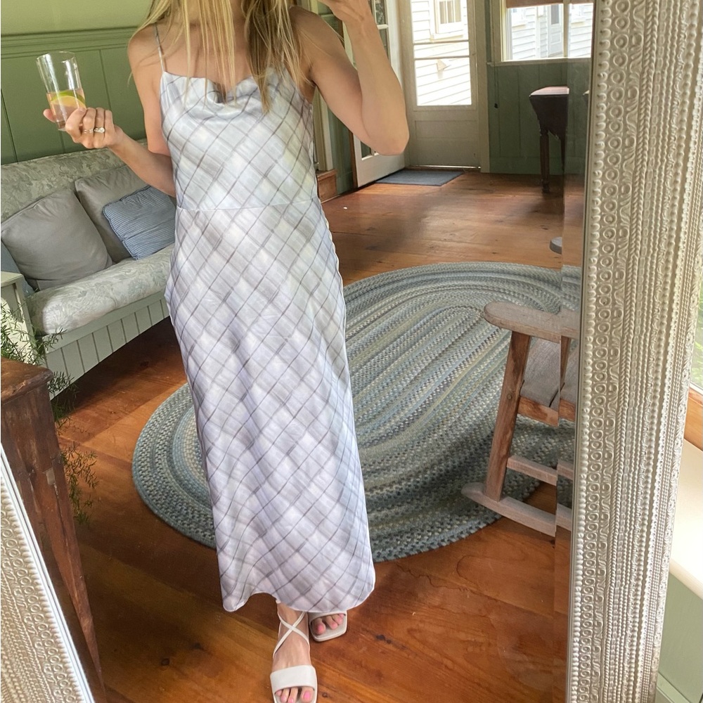 Vince White and Gray Plaid Dress